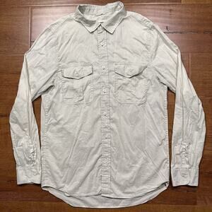 Buck Mason Button Up Shirt Men M Gray Lightweight Thin Long Sleeve Cotton Pocket